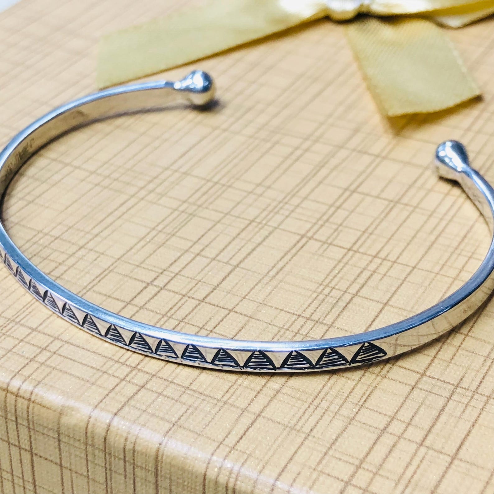 Amazigh Berber Gravé 925 Silver Open Cuff Bracelet