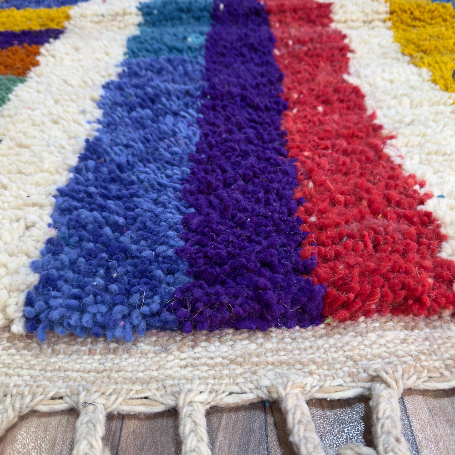 Colorful Custom Handwoven Amazigh Berber Boujaad Wool Area Rug