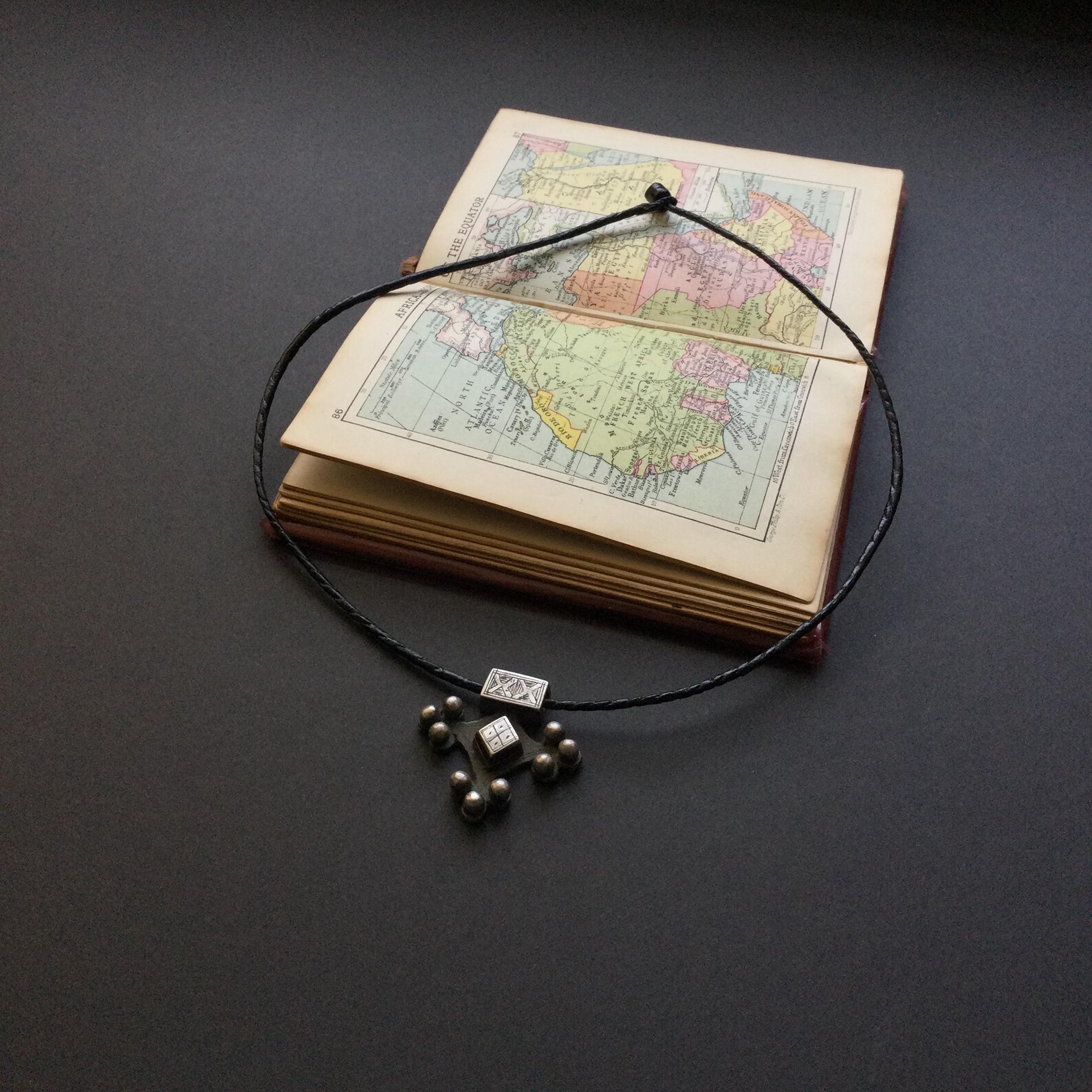 Amazigh SAHARIAN Ebony Cross Necklace with Berber Tuareg Design