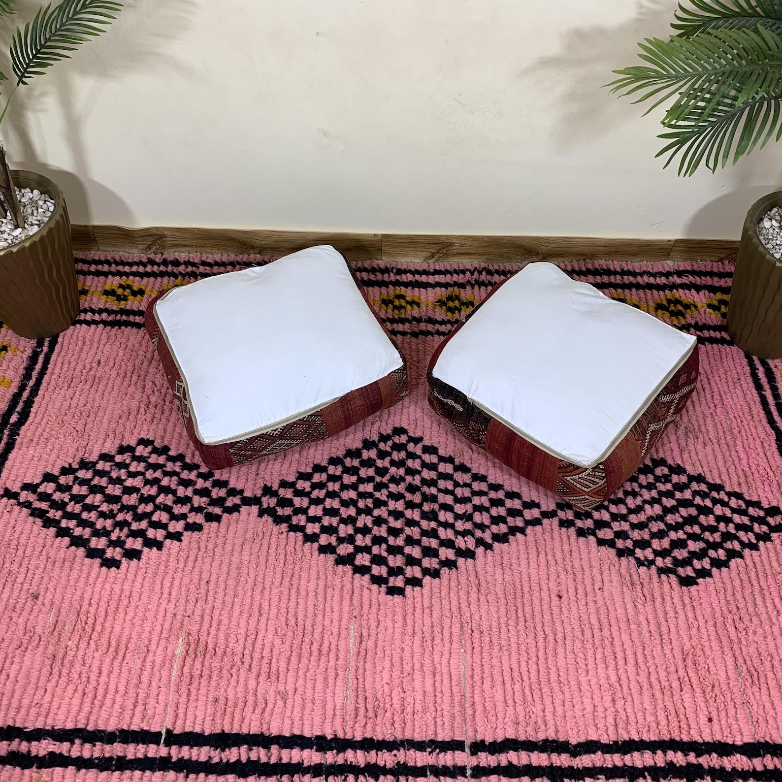 Amazigh Berber Beni Ourain Cozy Floor Cover Pouf