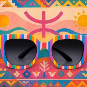 Amazigh IZURAG N TUDERT Rainbow Striped Hand Painted Sunglasses Frames