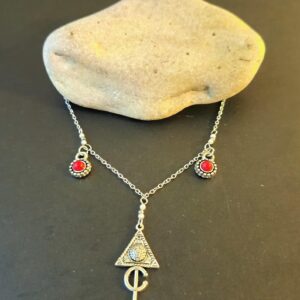 Amazigh Kabyle Fibule Berber Necklace with Corail Charms