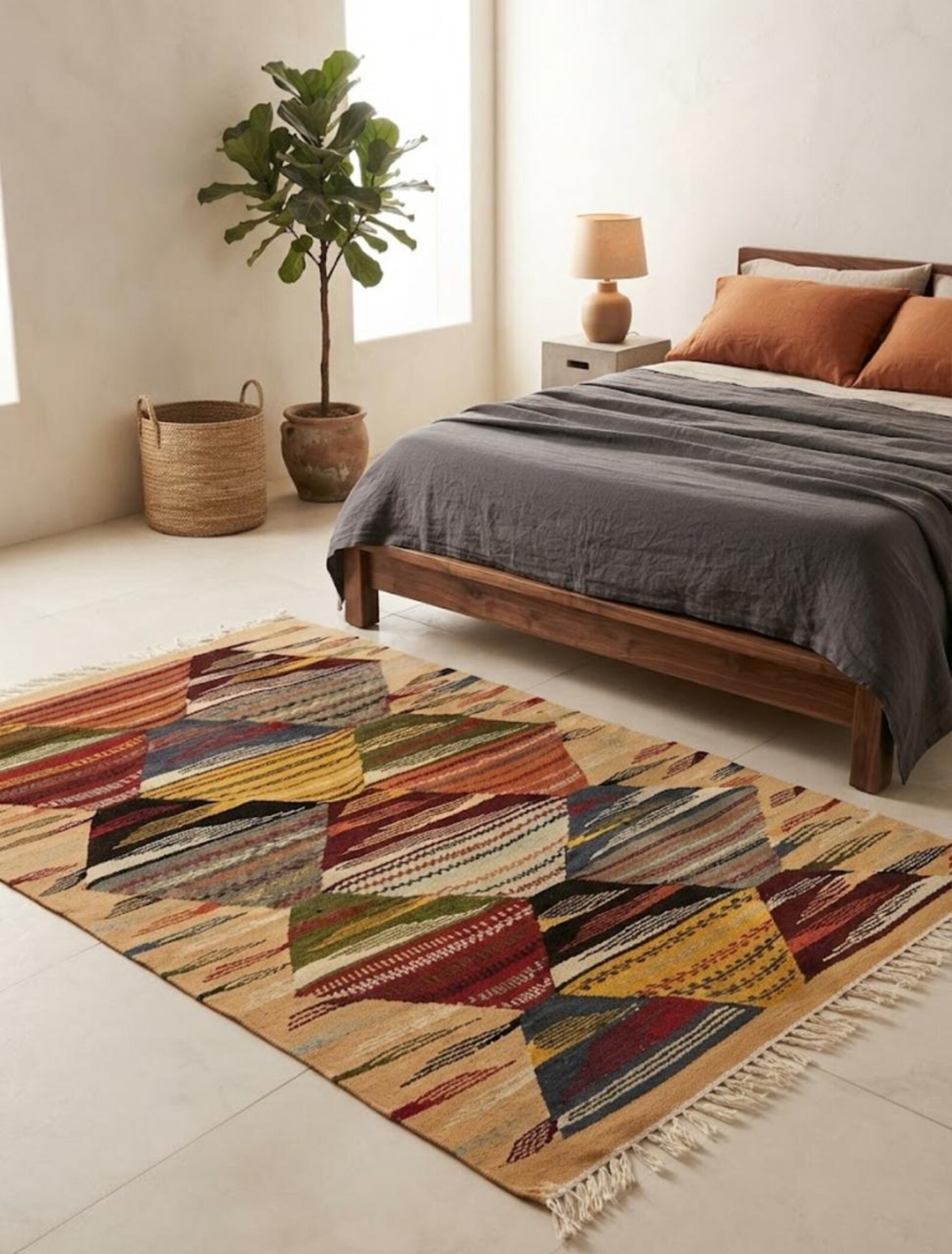 Amazigh Akhnif Berber Wool Accent Rug for Home Decor