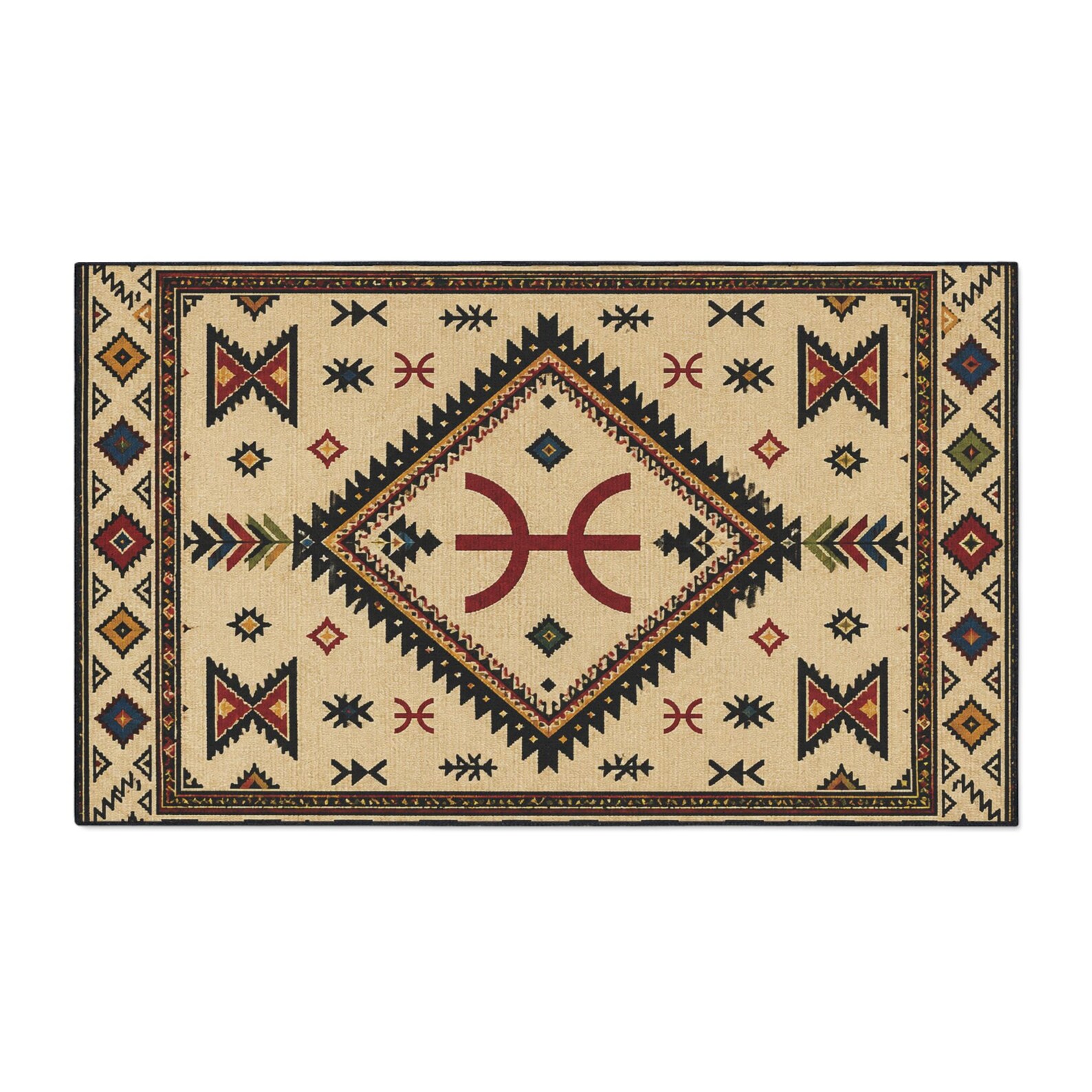 Amazigh Berber Flag Rug Floor Mat Geometric Carpet Design