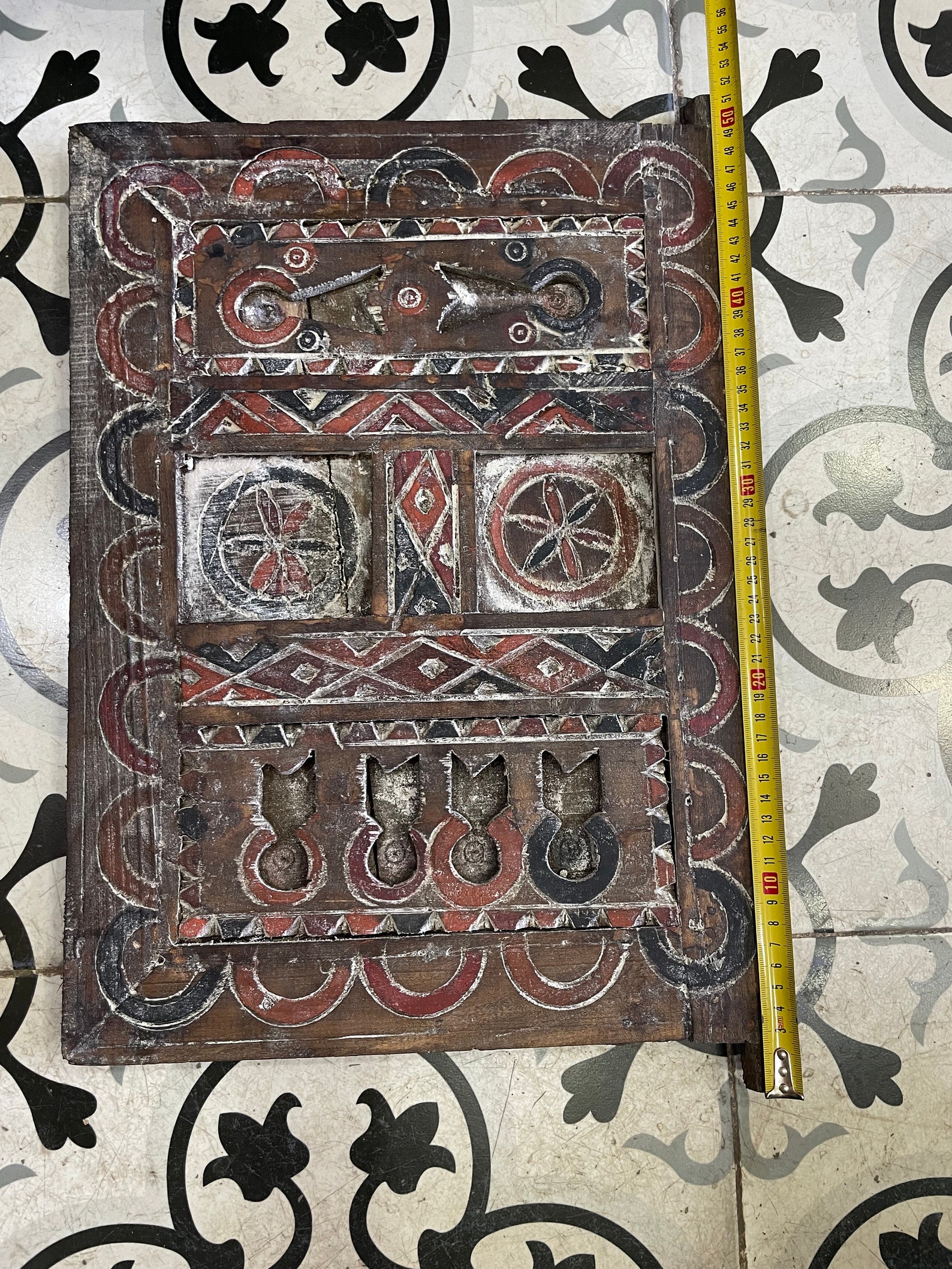 Amazigh Berber Hand Carved Wooden Door Wall Art Panel