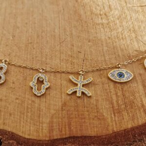 Amazigh Berber Kabyle Tifinagh dont Charm Necklace with Seven Pendants