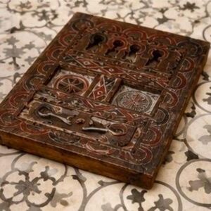 Amazigh Berber Hand Carved Wooden Door Wall Art Panel