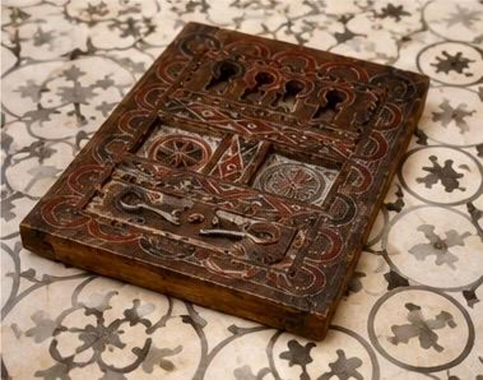 Amazigh Berber Hand Carved Wooden Door Wall Art Panel