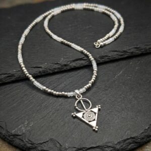 Amazigh Berber Tizerzit Necklace with Beaded Fibule Pendant