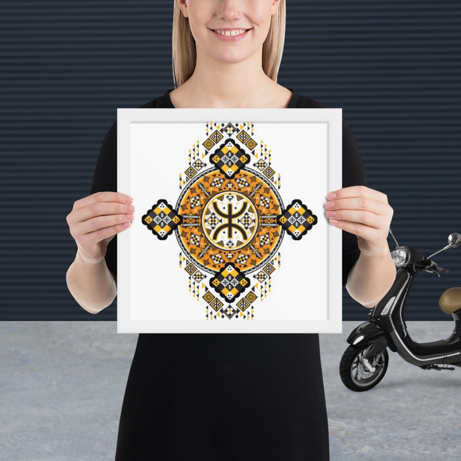 Vibrant Amazigh Berber Yaz Symbol Framed Poster Wall Art