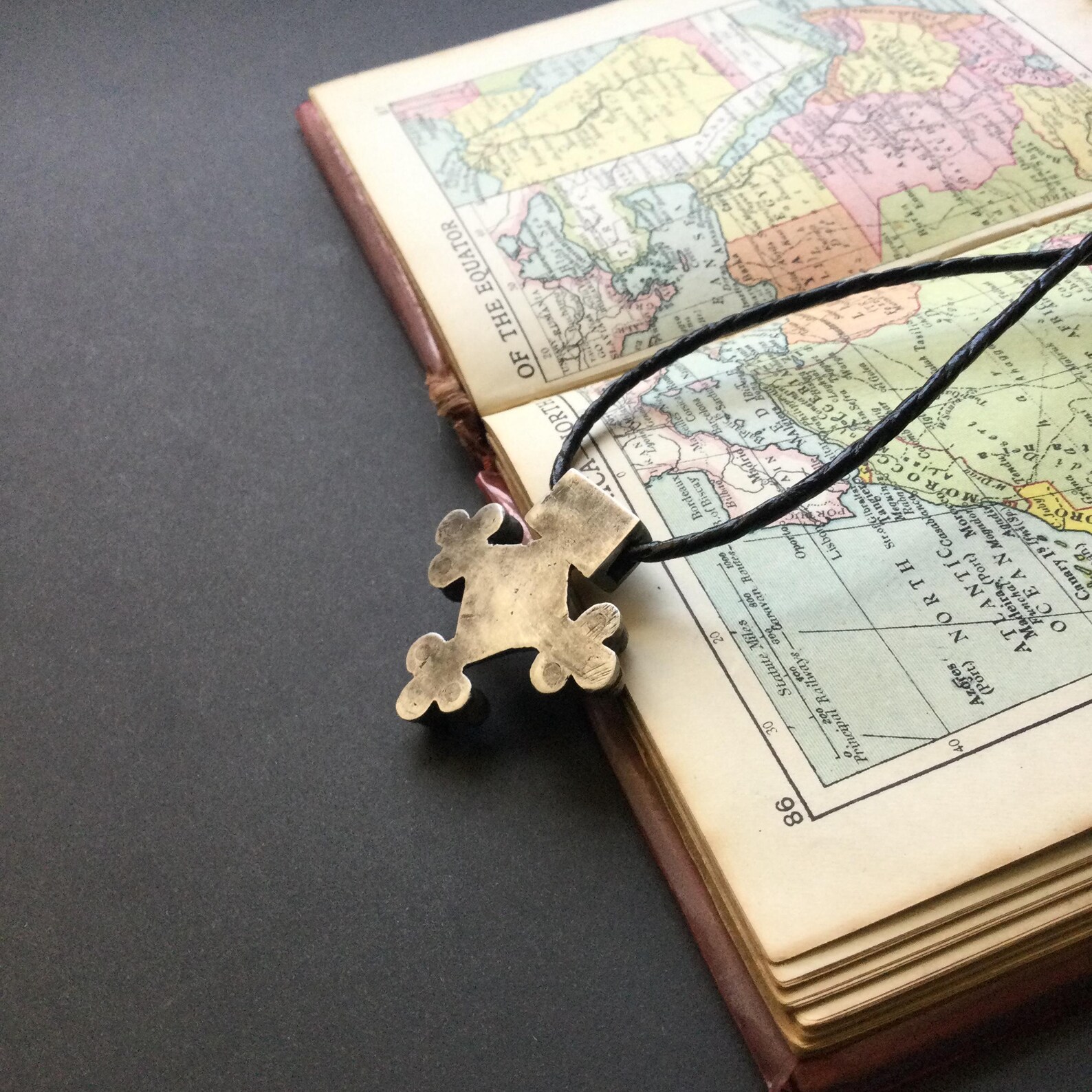 Amazigh SAHARIAN Ebony Cross Necklace with Berber Tuareg Design
