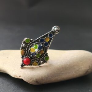 Kabyle Amazigh Berber Traditional Ring with Colorful Enamel