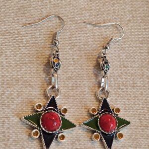 Amazigh Berber Kabyle Earrings with Silver Tone Modern Design