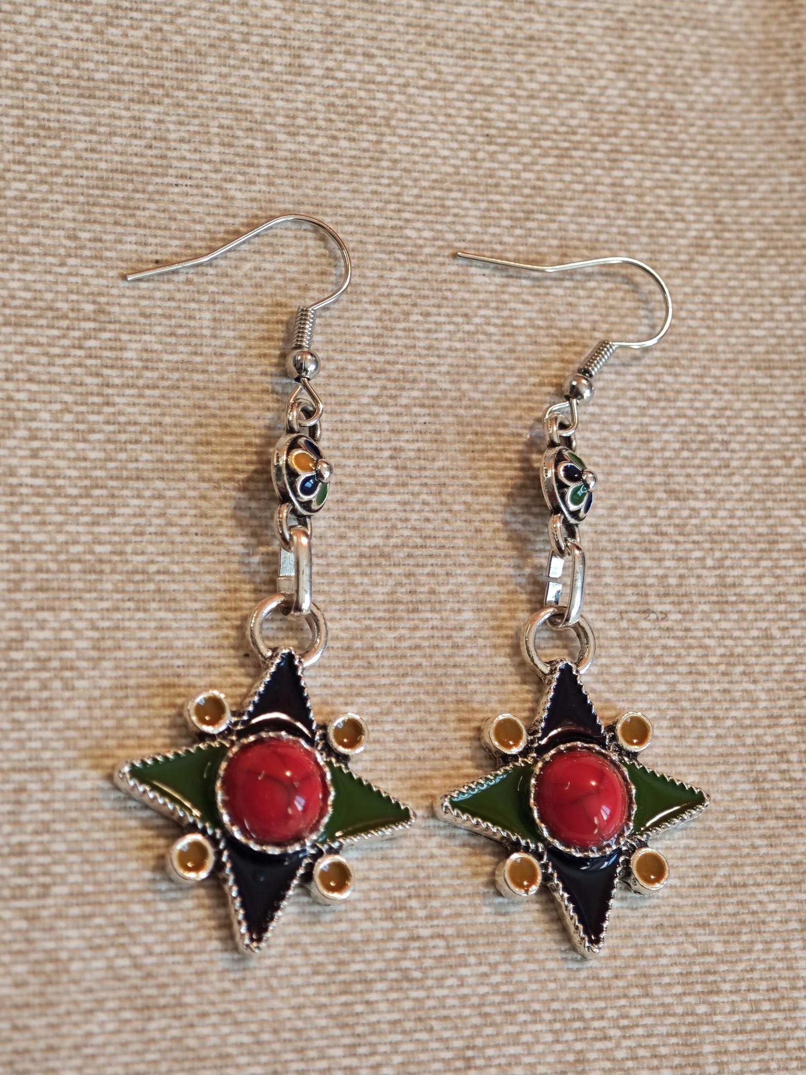 Amazigh Berber Kabyle Earrings with Silver Tone Modern Design