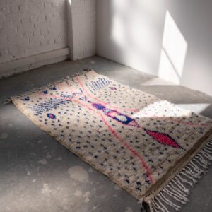 Amazigh Azilal Berber Handmade Wool Rug with Tribal Motif
