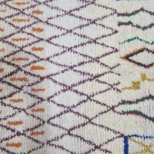 Emerald Green Amazigh Berber Handmade Wool Boujad Rug with Tribal Design