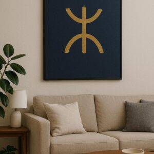 Golden Amazigh Yaz Berber Symbol Print Navy Digital Download