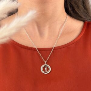 Amazigh Moon Necklace with Berber Symbol Pendant and Zirconia Accent