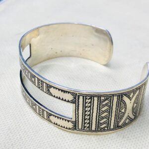 Amazigh Tuareg Berber Gravé Silver Bracelet Adjustable Cuff Maroc