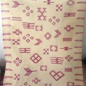 Amazigh Berber Hand-Woven Wool Rug with Pink Motifs
