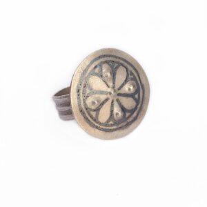 Amazigh Berber Niello Flower Silver Antique Ring Size 10