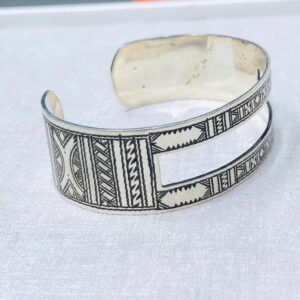 Amazigh Tuareg Berber Gravé Silver Bracelet Adjustable Cuff Maroc