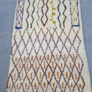 Emerald Green Amazigh Berber Handmade Wool Boujad Rug with Tribal Design