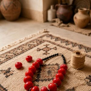 Amazigh Berber Red Bead Statement Necklace with Artisan Design