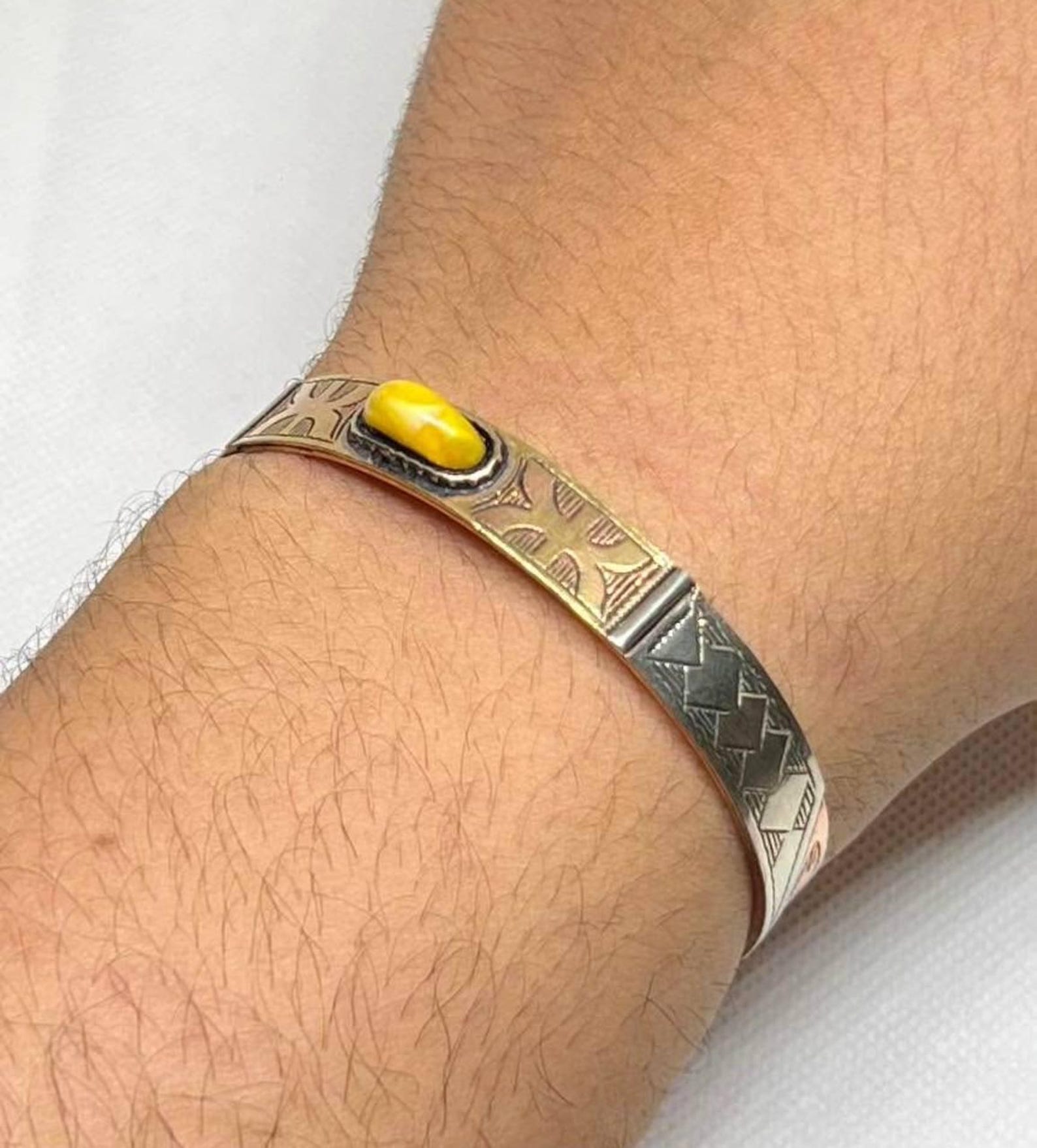 Yaz Z Amazigh Berber Copper Bangle Adjustable Bracelet With Tuareg Style