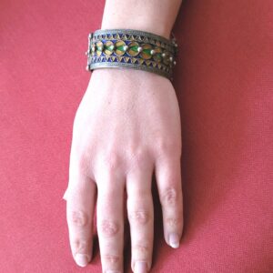 Amazigh Berber Tifinagh Manchette Charnière Émail Vintage Bracelet