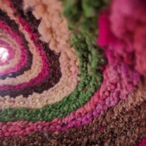 Fuchsia Pink Amazigh Berber Handmade Wool Boujad Rug with Mosaic Design