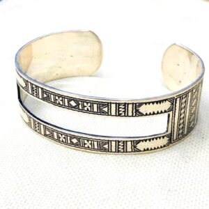 Amazigh Tuareg Berber Gravé Silver Bracelet Adjustable Cuff Maroc