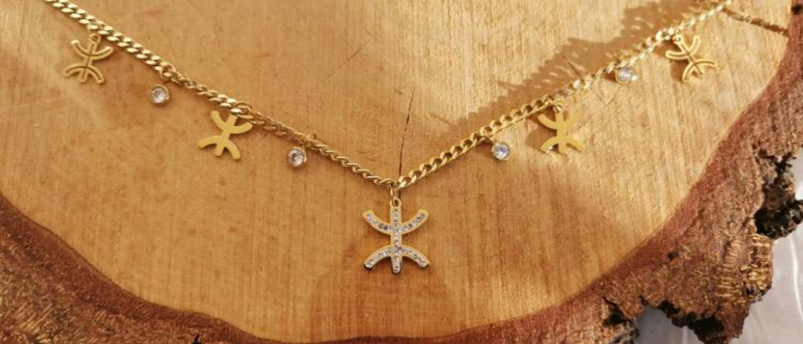 Amazigh Kabyle Tifinagh Yaz Berber Necklace Cadeau with Charms