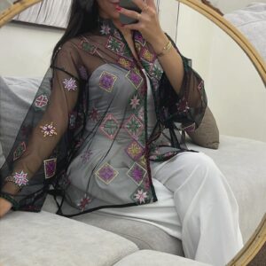 Amazigh Berber Embroidered Kimono-style Sheer Festival Cover Tunic