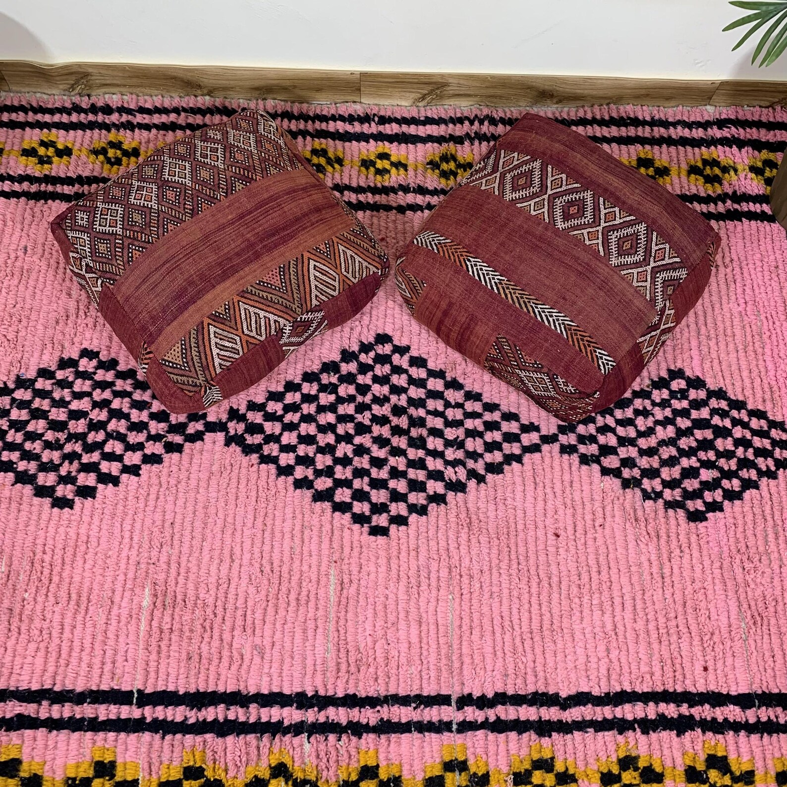 Amazigh Berber Beni Ourain Cozy Floor Cover Pouf