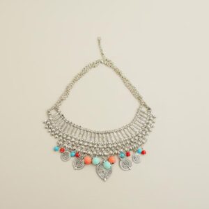 Amazigh Berber Beaded Red Blue Statement Necklace Wedding Jewelry