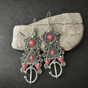 Amazigh Kabyle Fibule Forme Earrings with Berber Motifs