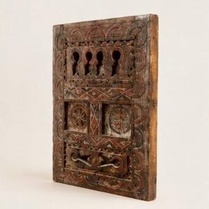 Amazigh Berber Hand Carved Wooden Door Wall Art Panel