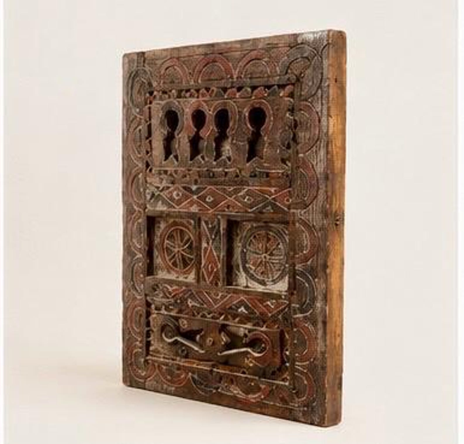 Amazigh Berber Hand Carved Wooden Door Wall Art Panel