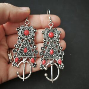 Amazigh Kabyle Fibule Forme Earrings with Berber Motifs