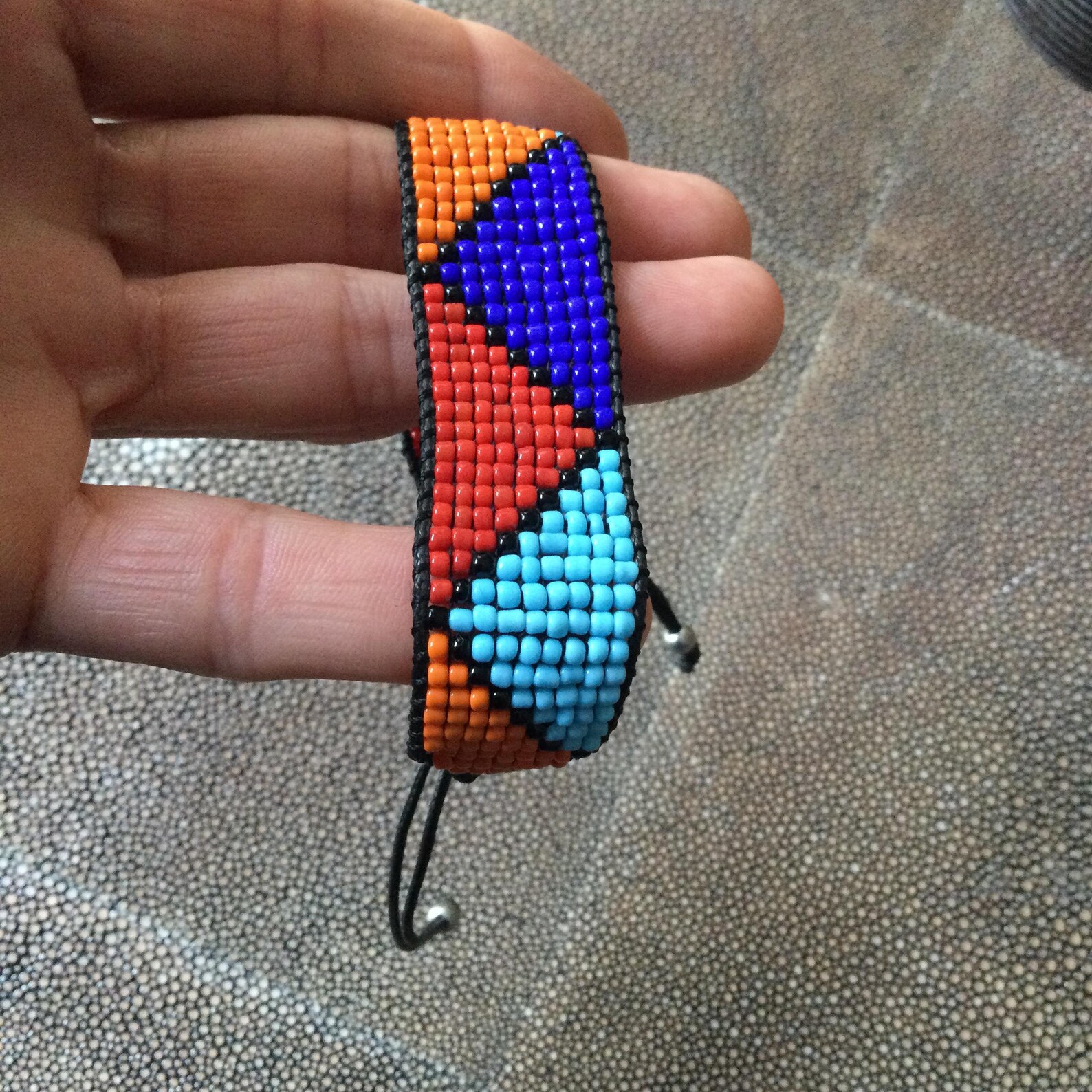 Amazigh Berber Beaded Glass Bracelet with Colorful Geometric Design
