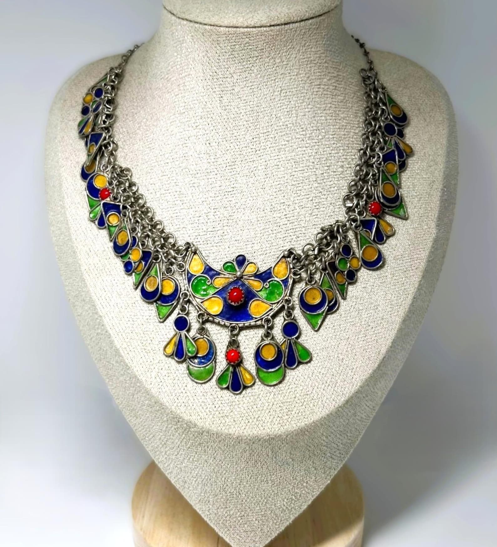 Vintage Kabyle Amazigh Beni Yenni Emaille Berber Necklace