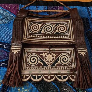 Amazigh Berber Protective and Spiritual Shoulder Bag with Vintage Leather Embroidery