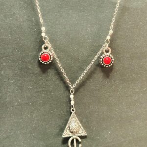 Amazigh Kabyle Fibule Berber Necklace with Corail Charms