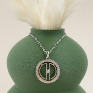 Amazigh Moon Necklace with Berber Symbol Pendant and Zirconia Accent