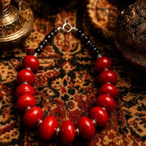 Amazigh Berber Red Bead Statement Necklace with Artisan Design