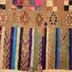 Hand-Knotted Azilal Berber Wool Rug with Tribal Symbol Sampler