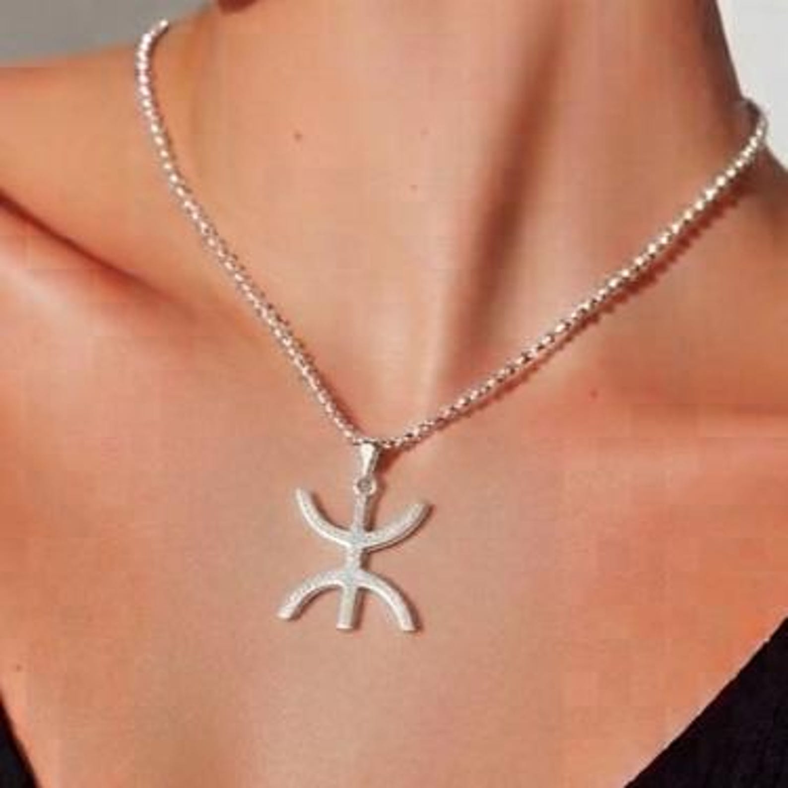 Amazigh Berber Yaz Symbol Sterling Silver Pendant Necklace