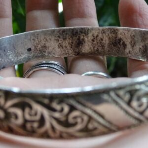 Berber Amazigh High-Grade Fine Silver Hand Etched Filagree Bracelet