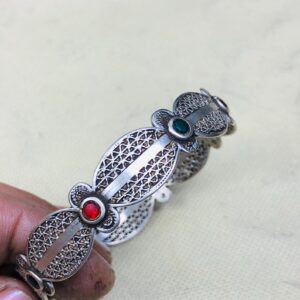 Berber Amazigh Gravé 925 Silver Handmade Cuff Bracelet